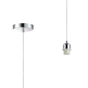 D0178  Dreifa 1.5m Single Pendant, 1 x E27, Polished Chrome/Clear Cable (Maximum Load 1.5kg)